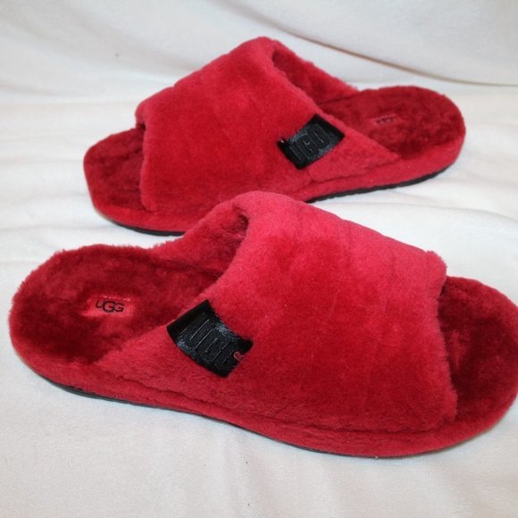 NIB UGG MEN'S SHEARLING SLIP ON SLIPPERS RED 11 12 13 - Picture 1 of 7